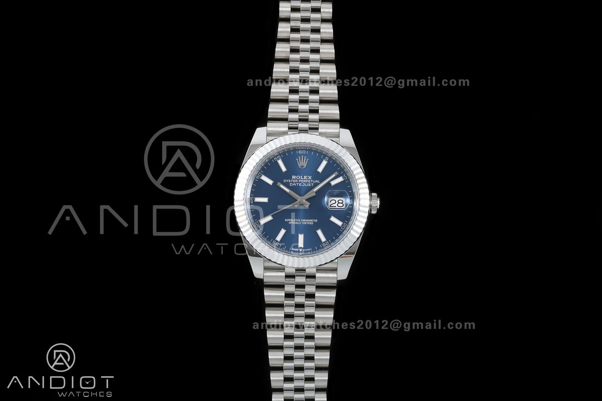 DateJust 41 126334 GOLD Maker 1:1 Best Edition Blue Stick Dial on Jubilee Bracelet JH3235 (Free Sprung)